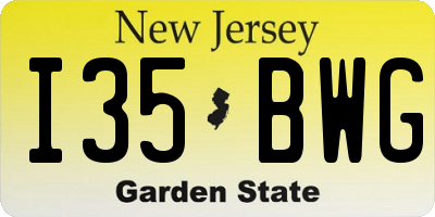 NJ license plate I35BWG