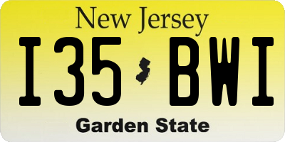 NJ license plate I35BWI