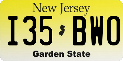 NJ license plate I35BWO