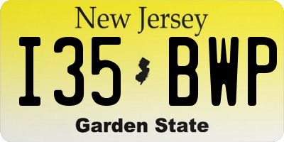 NJ license plate I35BWP