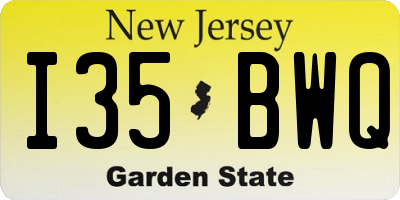 NJ license plate I35BWQ