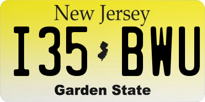 NJ license plate I35BWU