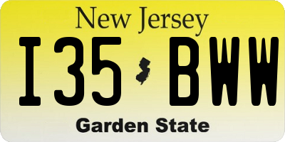 NJ license plate I35BWW
