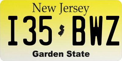NJ license plate I35BWZ