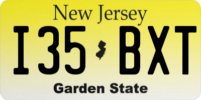 NJ license plate I35BXT