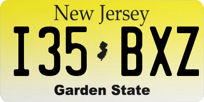 NJ license plate I35BXZ