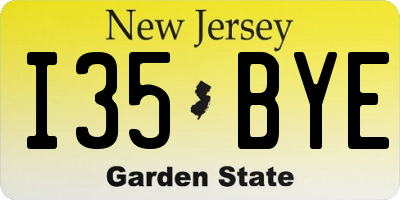 NJ license plate I35BYE