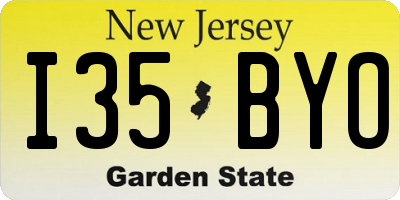 NJ license plate I35BYO