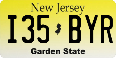 NJ license plate I35BYR