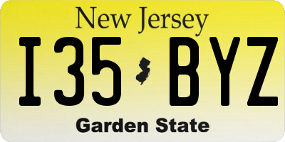 NJ license plate I35BYZ