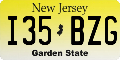 NJ license plate I35BZG