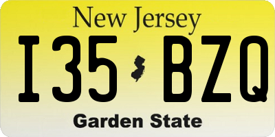 NJ license plate I35BZQ