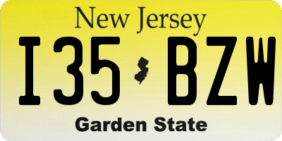 NJ license plate I35BZW