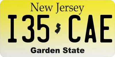 NJ license plate I35CAE