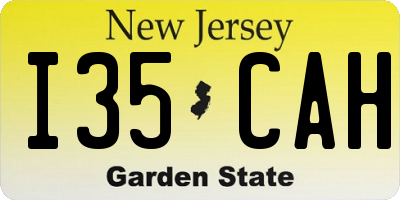 NJ license plate I35CAH