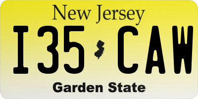 NJ license plate I35CAW
