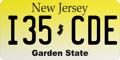 NJ license plate I35CDE