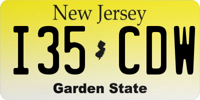 NJ license plate I35CDW