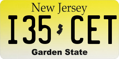 NJ license plate I35CET
