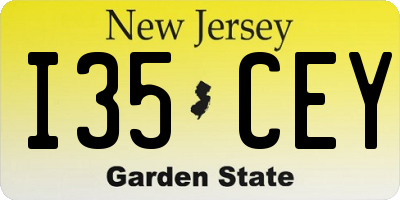 NJ license plate I35CEY