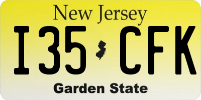 NJ license plate I35CFK