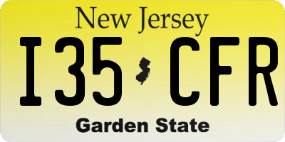 NJ license plate I35CFR