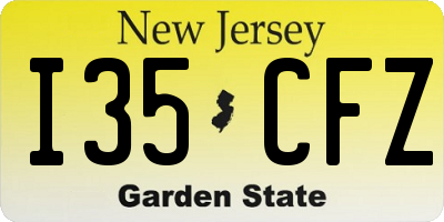 NJ license plate I35CFZ