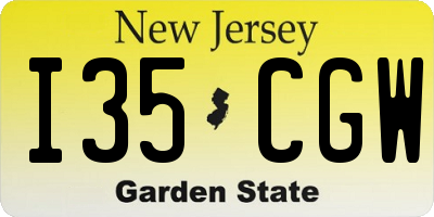 NJ license plate I35CGW