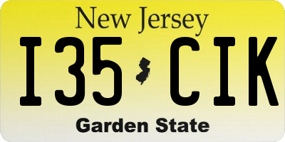 NJ license plate I35CIK