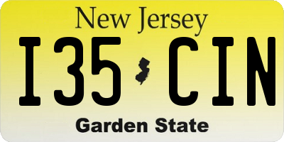 NJ license plate I35CIN