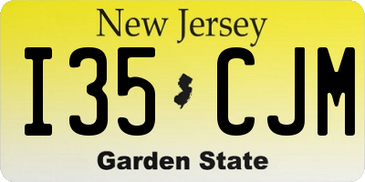 NJ license plate I35CJM