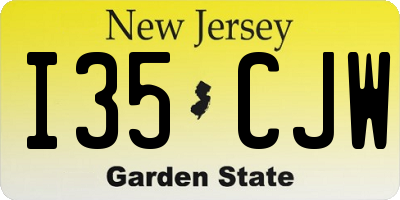 NJ license plate I35CJW