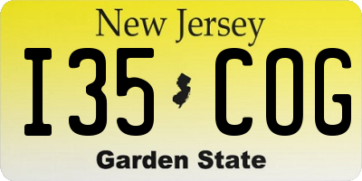 NJ license plate I35COG
