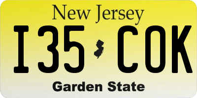 NJ license plate I35COK