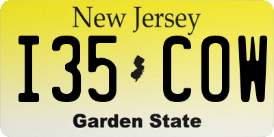NJ license plate I35COW