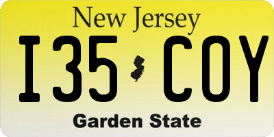 NJ license plate I35COY