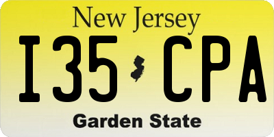 NJ license plate I35CPA