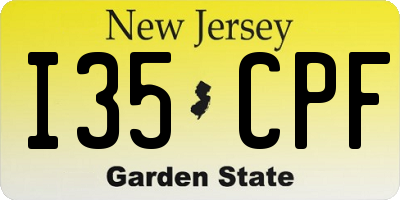 NJ license plate I35CPF