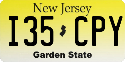 NJ license plate I35CPY