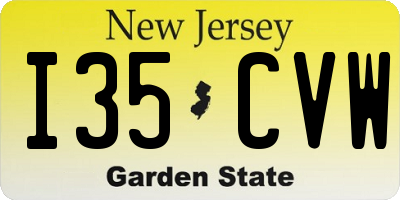 NJ license plate I35CVW