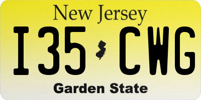NJ license plate I35CWG