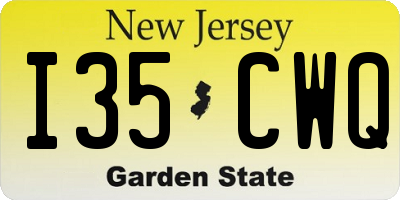 NJ license plate I35CWQ