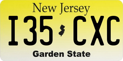 NJ license plate I35CXC