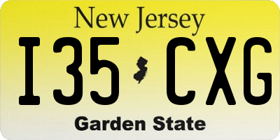 NJ license plate I35CXG