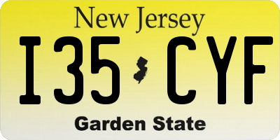NJ license plate I35CYF