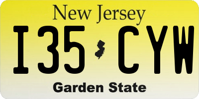 NJ license plate I35CYW
