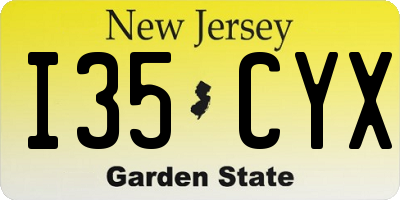 NJ license plate I35CYX