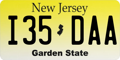 NJ license plate I35DAA