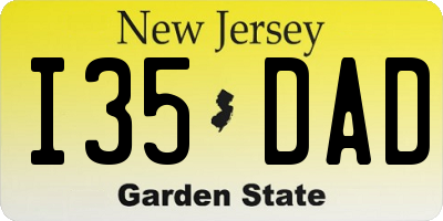 NJ license plate I35DAD