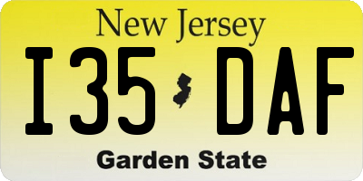 NJ license plate I35DAF